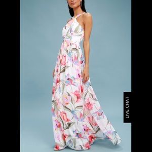 Lulu’s Lilja White Floral Print Maxi Dress